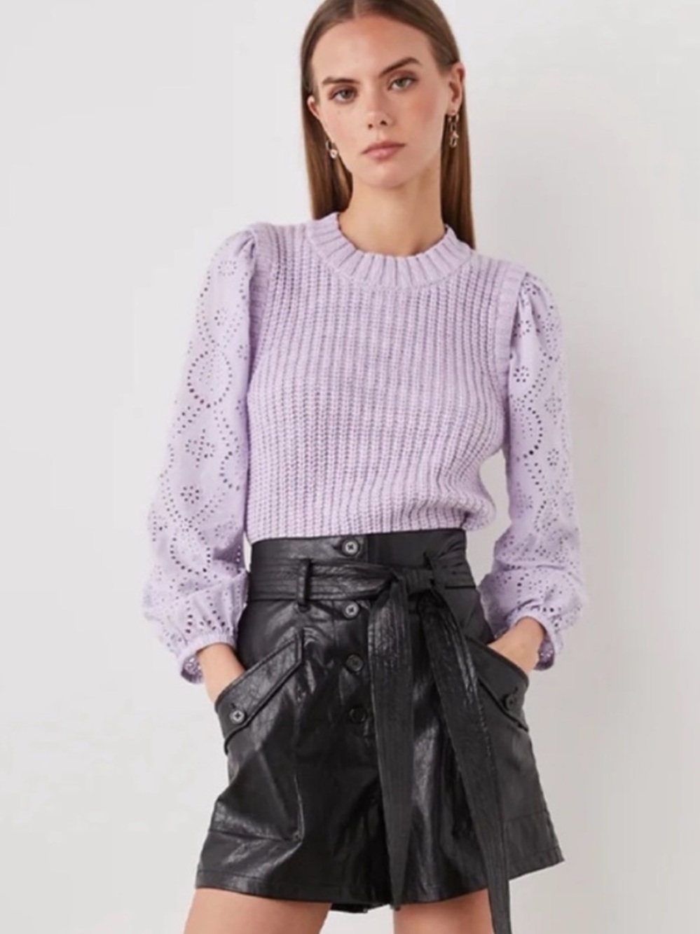 Rails Dhalia Eyelet Embroidered Cotton Sweater Size Medium Lilac Cottagecore